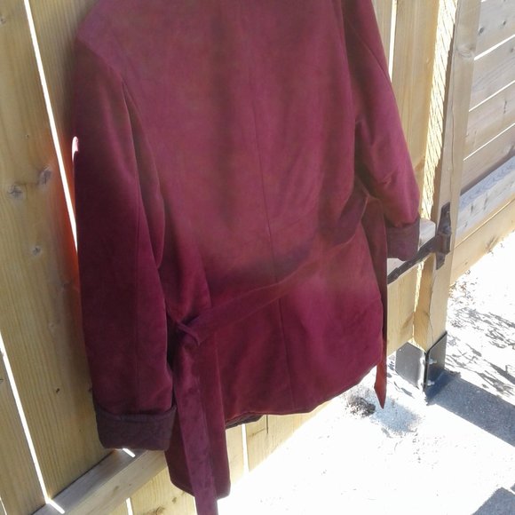 Burgundy trend! Vtg Danier quilted genuine suede reversible coat - Picture 4 of 15